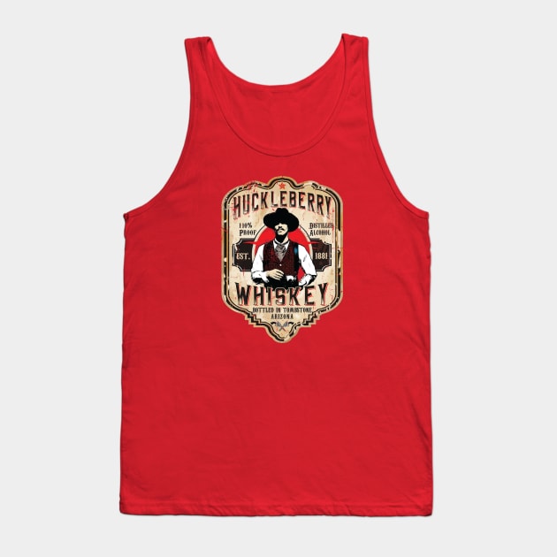 Huckleberry Whiskey Label Tank Top by Alema Art